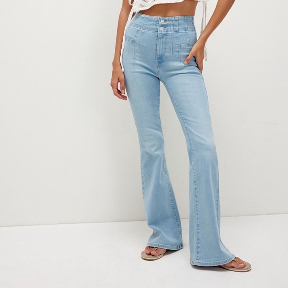 Free people Washed Out Blue high rise flare Jeans - Picture 1 of 3